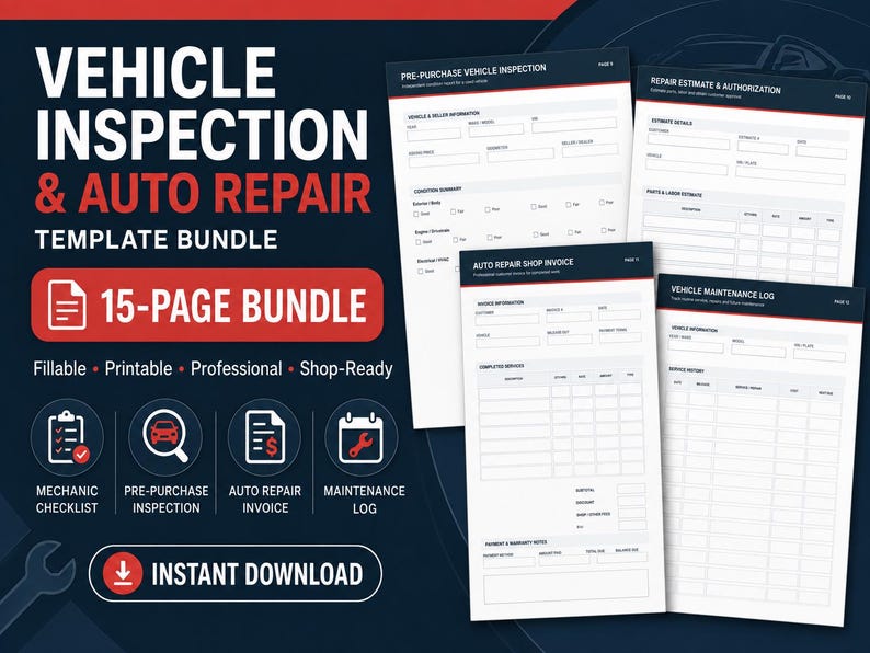 Vehicle Inspection & Auto Repair Forms
